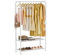 Golpart Clothes Rail Clothes Drying Rack Portable Clothes Rail with Hook and Wheel Metal Freestanding Storage Shelf Storage for Bedroom Closet Laundry 30D*81W*183H Black