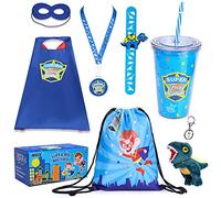 Golray Super Big Brother Gifts Set with Superhero Cape Eyemask Dinosaur Slap Bracelets Necklace, Drawstring Backpack, Plush Keychain, Insulated Plastic Tumbler Cup Big Brother Gift Little Toddler Boy