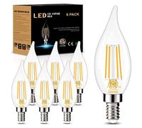 Golspark E12 LED Candelabra Bulb,4W Dimmable Chandelier Light Bulbs (40W Equivalent),2700K Warm White,C35 Vintage Filament Candle Bulb Flame Tip,360 Degrees Beam Angle,400LM,Pack of 6