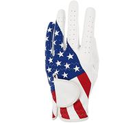 GOLTERS Golf Gloves for Men and Women Left Hand for Right Handed Golfer The American Flag Pattern Synthetic Leather Lycra Fiber Adjustable Closure (Men Golf Gloves, Medium)