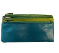 Golunski Genuine Nappa Leather 3-Zip Coin Purse for Women - Compact Ladies Wallet with Multiple Compartments (Multi 8)