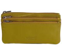 Golunski Genuine Nappa Leather 3-Zip Coin Purse for Women - Compact Ladies Wallet with Multiple Compartments (Lime)