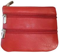 Golunski Real Leather Coin Purse - Soft Nappa Leather Women’s Wallet with 3 Zip Pockets | Compact 12cm x 10cm | British Brand Since 1953 (Chilli Red)