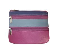 Golunski Real Leather Coin Purse - Soft Nappa Leather Women’s Wallet with 3 Zip Pockets | Compact 12cm x 10cm | British Brand Since 1953 (Blue/Pink/Purple)