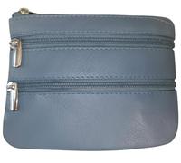 Golunski Real Leather Coin Purse - Soft Nappa Leather Women’s Wallet with 3 Zip Pockets | Compact 12cm x 10cm | British Brand Since 1953 (Blue)