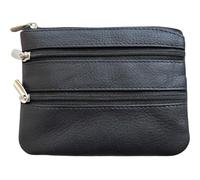 Golunski Soft Leather 3 Zip Leather Coin Credit Card Purse (Black)