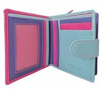 Golunski Women’s Small Leather Purse - Colourful Multi-Tone Wallet with Card Slots, ID Window, Zip Coin Pocket & Tab Fastening, Compact Ladies Purse (Montana Multi)