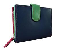 Golunski Women’s Small Leather Purse - Colourful Multi-Tone Wallet with Card Slots, ID Window, Zip Coin Pocket & Tab Fastening, Compact Ladies Purse (Nevada Multi)