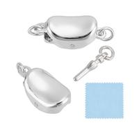 GOMAKERER 1 Pc 925 Sterling Silver Necklace Clasp, 13mm Bean Shaped Box Clasps Extender Clasps End Clasp Connectors with 2 Loops for DIY Bracelet Necklace Jewelry, Platinum Color