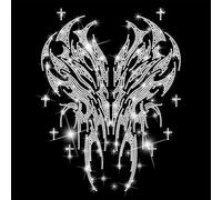GOMAKERER 1 Pc Angel Wings Rhinestone Iron on Transfers, Sparkling Rhinestone Iron on Hotfix Transfer Decal Bling Crystal Clothing Transfer Repair Applique Patches for T-Shirt Jeans Pants Bags