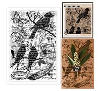 GOMAKERER 1 Pc Clear Stamp, Vintage Birds Writing Texture Background Scrapbooking Stamps Silicone Transparent Seal Stamps for Card Making Decoration Embossing Album Decor
