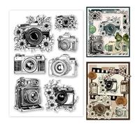 GOMAKERER 1 Pc Clear Stamps, Vintage Flower Camera Scrapbooking Stamps Silicone Transparent Seal Stamp for Card Making Decoration Embossing Album Decor DIY Craft