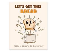 GOMAKERER 1 Pc Cute Retro Posters, Let's Get This Bread Positive Affirmations Poster Cartoon Wall Decor Room Aesthetic 70s Unframed Funny Wall Art Decoration for Kitchen Bedroom Home School