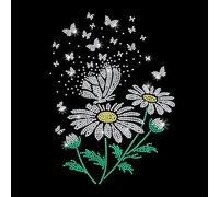 GOMAKERER 1 Pc Daisy Butterfly Dragonfly Iron on Rhinestones Transfer, Floral Hot Fix Iron on Patch Transfer Decals Crystal Heat Transfer Clothing Repair Decor for T-Shirt Jeans Jacket Party Decor