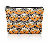 GOMAKERER 1 Pc Double Sided Printed Makeup Bag, Polyester Zipper Cosmetic Pouch Reusable Portable Travel Toiletry Organizer for Women & Daily Use, 7 x 9.8 Inch, Mixed Color, Sunset Leaf