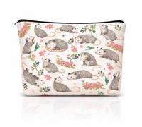 GOMAKERER 1 Pc Double Sided Printed Makeup Bag, Polyester Zipper Cosmetic Pouch Reusable Portable Travel Toiletry Organizer for Women & Daily Use, 7 x 9.8 Inch, Mixed Color