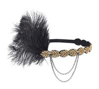 GOMAKERER 1 Pc Flapper Headpiece Roaring, Vintage Gold Black Feather Hairband Great Gatsby Headband 1920s Flapper Gatsby Hair Accessories for Women Party Decoration