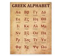 GOMAKERER 1 Pc Greek Alphabet Poster, Greek Alphabet Wall Art Prints Vintage Parchment Poster Unframed Art Wall Decor for Bedroom Home Office School, 35x28cm