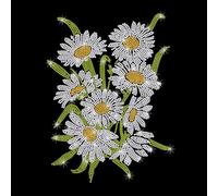 GOMAKERER 1 Pc Iron on Rhinestones Transfer, Daisy Flower Hot Fix Iron on Patch Transfer Decals Floral Crystal Heat Transfer Clothing Repair Decor for T-Shirt Hat Jacket Decor DIY Accessories