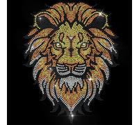 GOMAKERER 1 Pc Lion Rhinestone Iron on Hotfix Transfer Decal, Bling DIY Patch Clothing Repair Applique T-Shirt Vest Shoes Hat Jacket Decor Clothing DIY Accessories