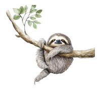 GOMAKERER 1 Pc Little Sloth Wall Decal, Nursery Animal Wall Sticker Removable Peel and Stick Wall Art Decor Stickers for Classroom Living Room Playing Room Bedroom