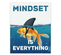 GOMAKERER 1 Pc Mindset is Everything Wall Art, Unframed Positive Quotes Inspirational Prints Poster Creative fish Art Print Motivational Wall Art Poster for Home Office School, 13.78x11.02 Inch