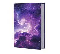 GOMAKERER 1 Pc Purple Galaxy Elastic Cloth Book Sleeve, Stretchable Book Protector Up to 8x11 Inch Reusable Fabric Cloth Elastic Sleeve for Hardcover Paperback Notebook Textbook Books Lover Gift