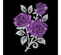 GOMAKERER 1 Pc Purple Rose Iron on Rhinestones Transfer, Bling Flower Iron on Patch Transfer Decals Crystal Heat Transfer Clothing Repair Decor for T-Shirt Hat Jacket Valentine's Day