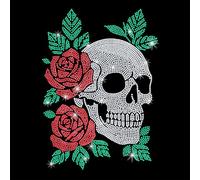 GOMAKERER 1 Pc Skeleton Rose Iron on Rhinestones Transfer, Halloween Party Iron on Decoration Appliques Crystal Heat Transfer Decals Clothing Repair Patches for T-Shirt Jacket Decor DIY Accessories