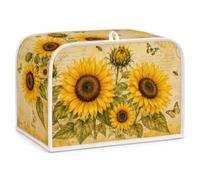 GOMAKERER 1 Pc Sunflowers Print 2 Slice Toaster Cover, Flower Print Polyester Toaster Dust Protection Washable Dustproof Bread Maker Cover for Home Kitchen, Coffee Bar, Small Bakery Use