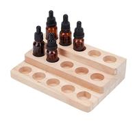 GOMAKERER 1 Pc Wooden Essential Oils Storage Rack, 3-Tier 15 Slots Pine Wood Nail Polish Display Holder Cosmetic Perfume Stand Aromatherapy Organizer for 5-20ml Bottles