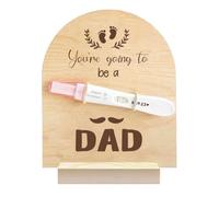 GOMAKERER 1 Pc Wooden Pregnancy Announcement Sign, You're Going to Be A Dad Wooden Pregnancy Test Keepsake with Base & Twine Rope Pregnancy Reveal to Husband Dad to Be Gift for Display