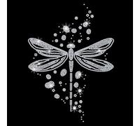 GOMAKERER 1 Pcs Diamond Dragonfly Iron on Rhinestones Transfer, Hotfix Decoration Appliques Crystal Heat Transfer Decals Clothing Repair Patches for T-Shirt, Hat, Jacket(12x8inch)