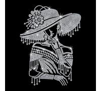 GOMAKERER 1 Pcs Fashion Model Lady Iron on Rhinestones Transfer, Women Theme Hot Fix Iron on Patch Transfer Decals Crystal Heat Transfer Clothing Repair Decor for T-Shirt Hat Jacket Party Decor