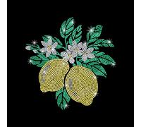 GOMAKERER 1 Pcs Lemon Iron on Rhinestones Transfer, Lemon Leaves Hot Fix Iron on Patch Transfer Decals Crystal Heat Transfer Clothing Repair Decor for T-Shirt Hat Jacket Holiday Party