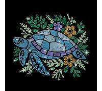 GOMAKERER 1 Pcs Sea Turtle Iron on Rhinestones Transfer, Plant Summer Hotfix Iron on Patch Transfer Decals Crystal Heat Transfer Clothing Repair Decor for T-Shirt Hat Jacket Holiday