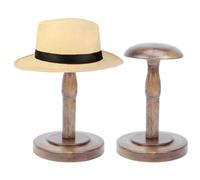 GOMAKERER 1 Pcs Wooden Table Hat Stand, Coffee Hat Stand Holder Vintage Brown Hat Rack Dome Shaped Stem Hat Rack Wig Display Rack Helmet Organizer Storage for Home