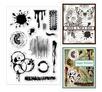 GOMAKERER 1 Sheet Clear Stamp, Abstract Patterns Rubber Clear Stamps Transparent Silicone Stamps Seal for DIY Scrapbooking Card Making Decoration, 6.3x4.3 Inches