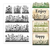 GOMAKERER 1 Sheet Clear Stamp, Flowers Leaves Silhouette Background Transparent Rubber Stamps Reusable Silicone Clear Stamp Seals for Card Making Photo Album