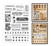 GOMAKERER 1 Sheet Clear Stamp, Number Elements Vintage Post Card Transparent Rubber Stamps Reusable Silicone Clear Stamp Seals for Card Making Decoration DIY Craft