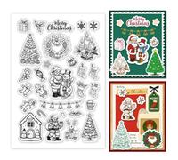 GOMAKERER 1 Sheet Clear Stamp, Snowman Christmas Tree Elk Candles Transparent Rubber Stamps Reusable Silicone Clear Stamp Seals for Card Making Scrapbooking Album Christmas Decor, 16x11cm