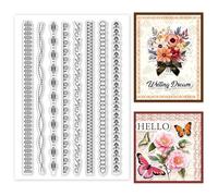 GOMAKERER 1 Sheet Lace Lines Clear Stamp, Line Borders Rubber Clear Stamps Transparent Silicone Stamps Seal for DIY Scrapbooking Card Making Decoration, 11x16cm