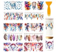 GOMAKERER 10 Pcs Dreamcatcher UV DTF Cup Wrap for 16OZ Glass, 4.3 x 9.4 Inch Dream Catcher UV DTF Transfer Stickers Waterproof Rub on Transfer Decals for Glass Bottle Vase Furniture Crafts