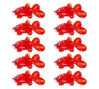 GOMAKERER 10 Pcs Handmade Goldfish Lampwork Glass Beads, Red, Bumpy, Cartoon Animals, 28x15.5mm, Ideal for Jewelry Making