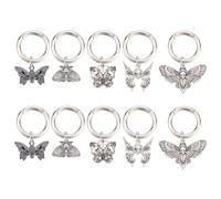 GOMAKERER 10 Pcs Punk Shoe Charms, 5 Styles Alloy Gothic Butterfly Skull Shoe Charms with Spring O Rings for Bag Decor Ornaments