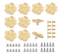 GOMAKERER 10 Sets Gold Petal Drawer Knob, Petal Kitchen Cabinet Knobs Door Kitchen Hardware Cupboard Knob with Screws for Cabinets, Wardrobes, Dresser Drawers