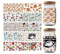 GOMAKERER 10 Sheets 10 Style UV DTF Cup Wrap Stickers, Sports Balls Transfer Stickers Decals Personalized Waterproof Rub on Transfers for 16oz Glass Cups Furniture DIY Crafts