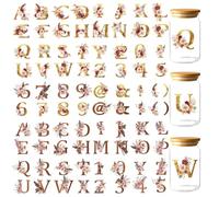 GOMAKERER 10 Sheets Alphabet Number UV DTF Cup Wraps, Autumn-Winter Floral Letters Cup Wraps Decals Waterproof Rub on Transfer Stickers for Glass Cups Furniture Decorations