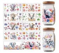 GOMAKERER 10 Sheets Animals UV DTF Cup Wrap Transfer Stickers, Watercolor Flower Elephant Pattern Rub on Transfers Decal Waterproof UVDTF Cup Wraps for 16 OZ Glass Cups Furniture Decor