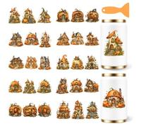 GOMAKERER 10 Sheets Autumn Pumpkin House Theme UV DTF Cup Wraps, Cute Autumn Fall Thanksgiving Stickers Waterproof Rub on Transfer Reusable DIY Vinyl Decals for Glass Cups Furniture